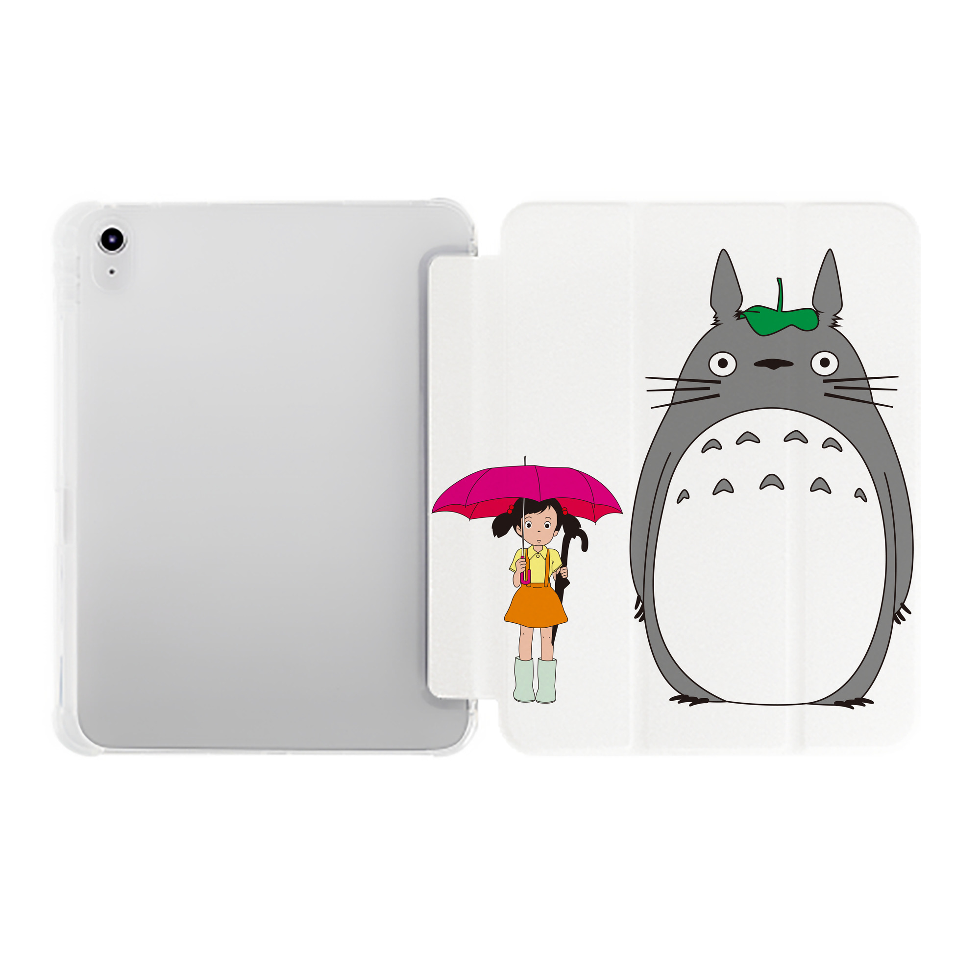 （画像用） となりのトトロ 草壁メイ 草壁サツキ My Neighbor Totoro Satsuki Kusakabe Mei Kusakabe IPad ケース ペン収納付き 三つ折りスタンド PUレザー×シリコン 対応機種9.5/10.5/10.9インチ